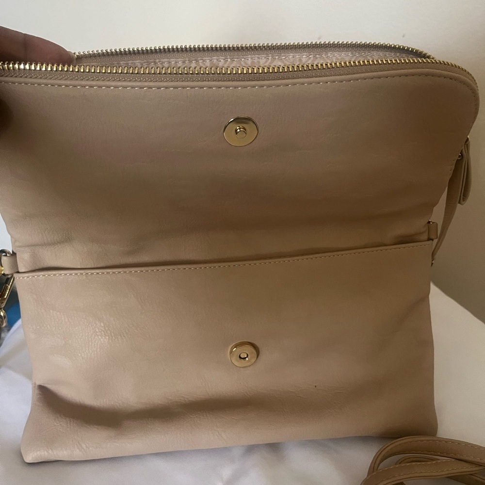 Women’s Charming Charley’s tan fold over clutch bag with tassel detail - Picture 6 of 7